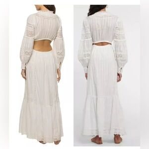 LoveShackFancy Aneesha embroidered Cotton Cutout Maxi Dress White S  $495